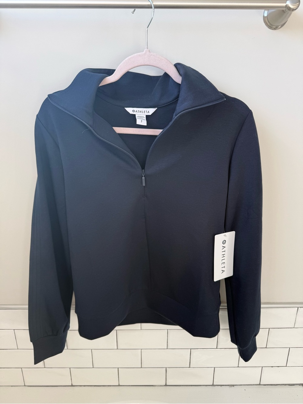 Athleta Allure 1/4 Zip Sweatshirt - Navy Blue